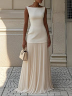 שמלת מקסי קפלים דגם נעמה